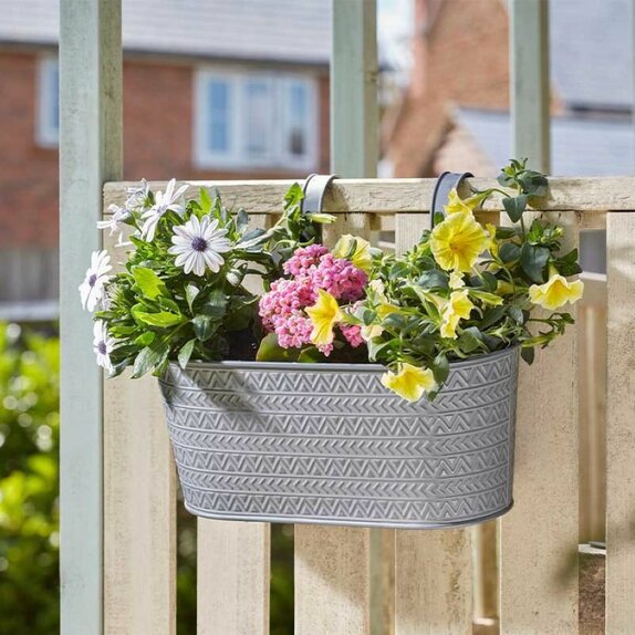 12” Fence & Balcony Hanging Pot - Slate