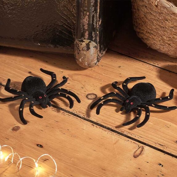 2 Giant Furry Spiders! - Black