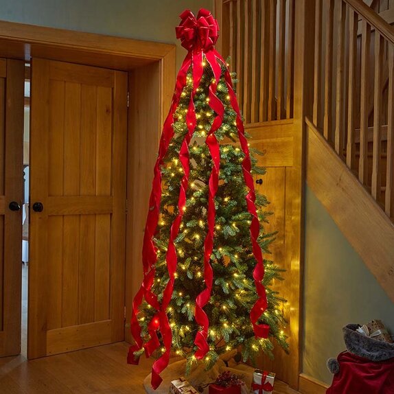 24cm LongTail Velvet Tree Bow - Ruby - image 1