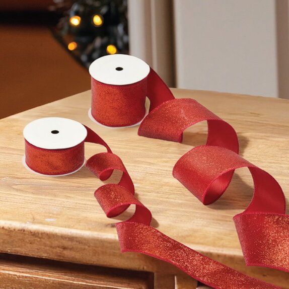 38mm Sparkle Premium Ribbon  3m - Red