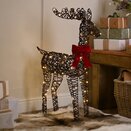 80cm Battery Operated Lit Reindeer with Bow - Warm White LED