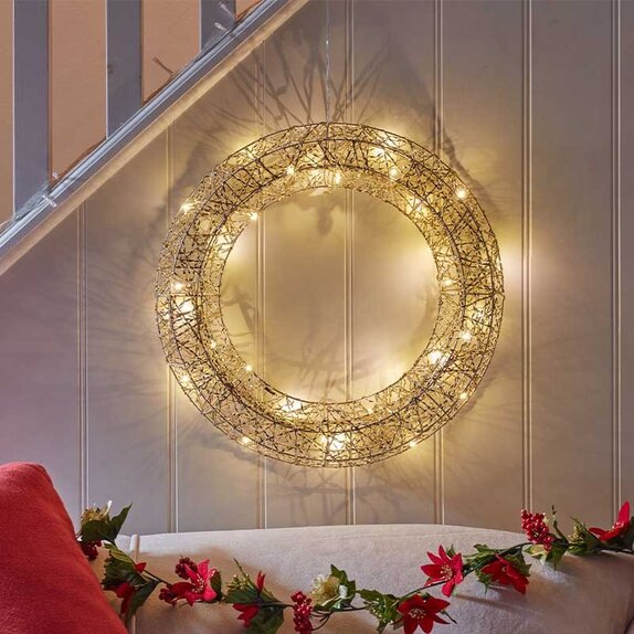 Artificial Wreath Gold Weave 40cm