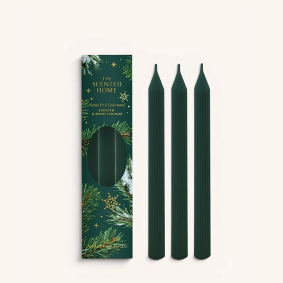 Ashleigh and Burwood - Festive Fir & Cedarwood Taper Candles 3 pk
