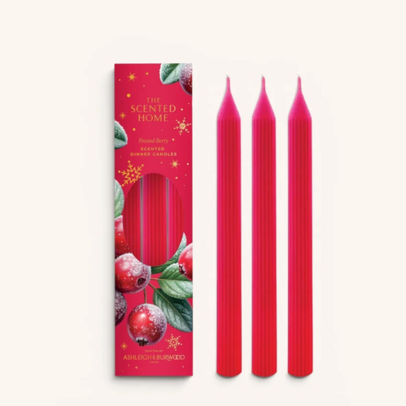 Ashleigh and Burwood - Frosted Berry Taper Candles 3 pk