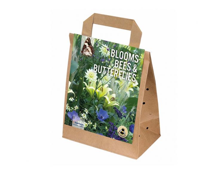 Blooms Bees & Butterflies White Blue