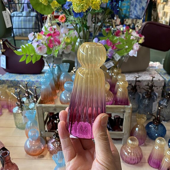 Bud Vase Yellow Petrol Glass Shuttlecock 