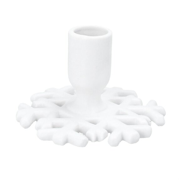 Candle Holder White Ceramic Snowflake