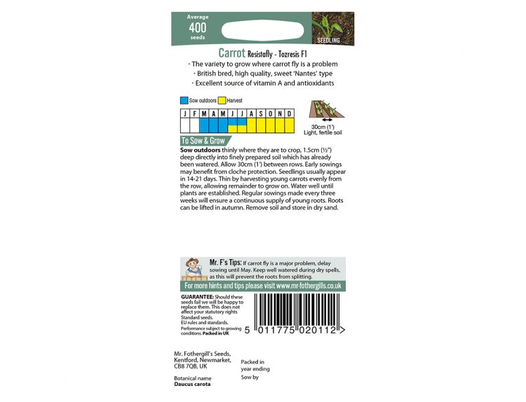 Carrot Seeds Resistafly Tozresis F1 - image 2