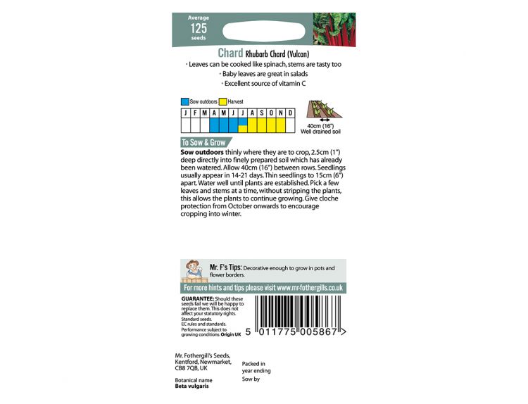 Chard Seeds Rhubarb Chard (Vulcan) - image 2