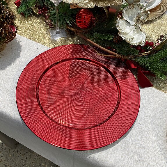Charger Plate Metallic Red