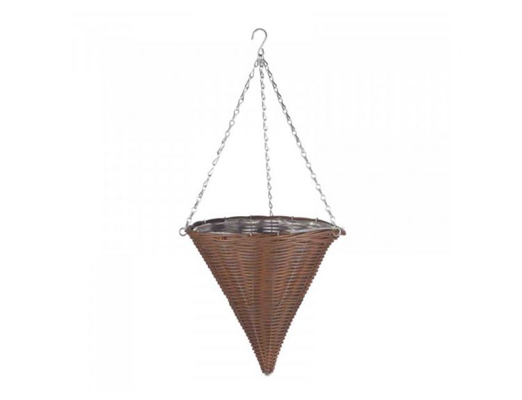 Chestnut Faux Rattan Cone 14" - image 1