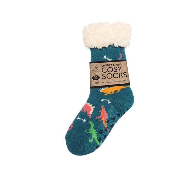Childs Sherpa Socks - Dinosaur