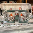 Christmas Robins Mugs with tray