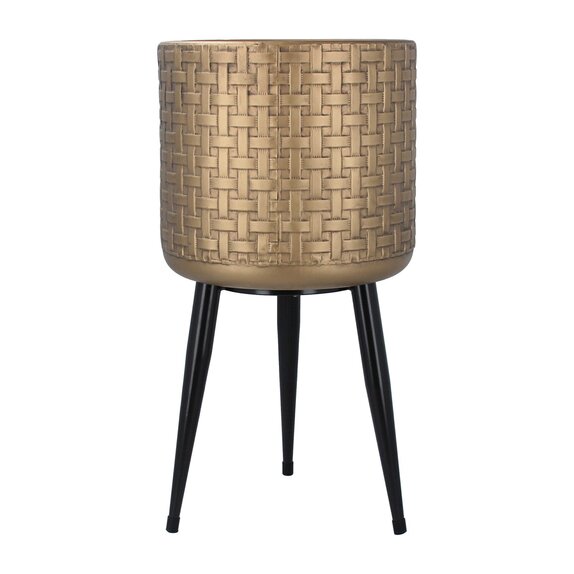 Cover Pot With Legs Basketweave Gold Medium