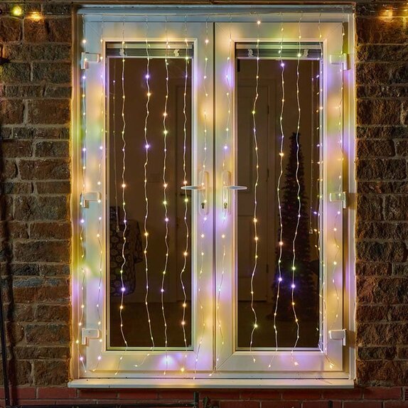 Curtain Net Lights TwoTone 200 LEDs - Warm/Multi  LV - image 1