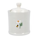 Daisy/Bee Embossed Stoneware Mini Pot w Lid