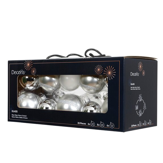 Decoris Baubles Box Set Silver - image 1