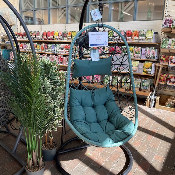 Decoris Bologna Hanging Egg Chair Green Knights Garden Centres