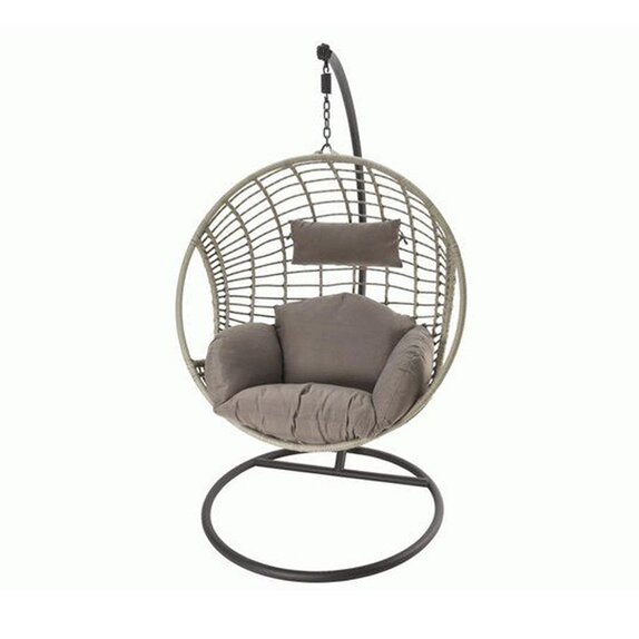 Decoris London Hanging Wicker Egg Chair Grey - image 1