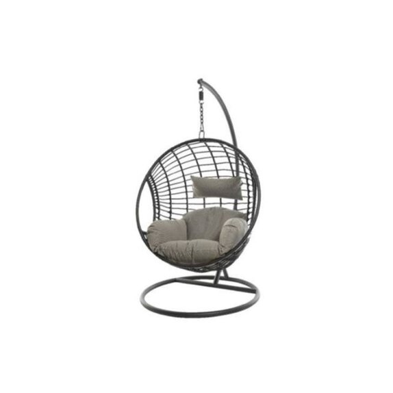 Decoris London Hanging Wicker Egg Chair Grey - image 2