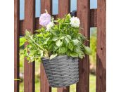 Faux Rattan Hanging Pot Slate 8"