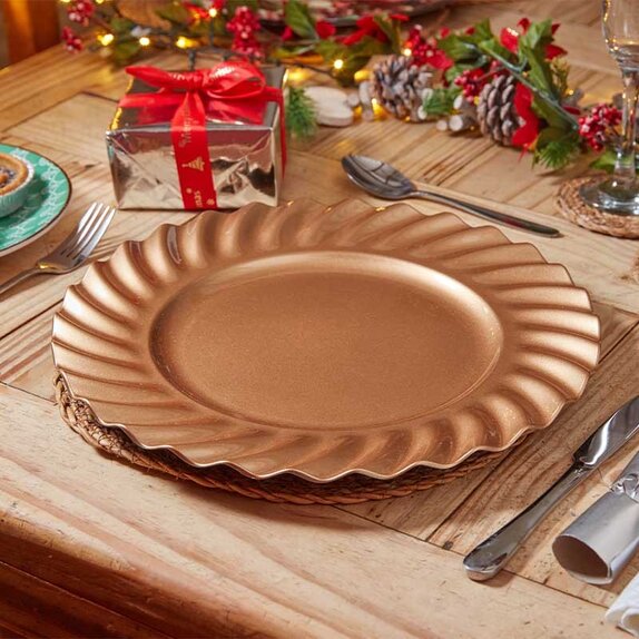 Festive DecorPlate  Gold Swirl - 33cm - image 1