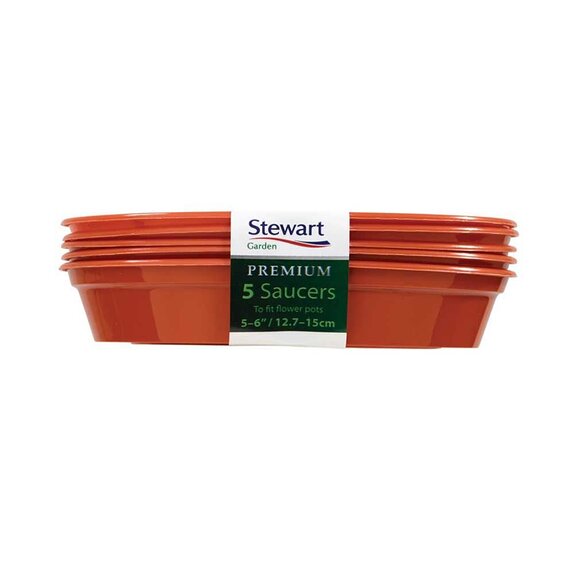 Flower Pot Saucer 13-15cm (5-6") x 5 Multipack Terracotta - image 1