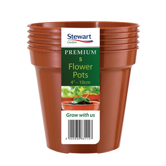 Flower Pots 12.7cm (5") x 5 Multi-Pack Terracotta