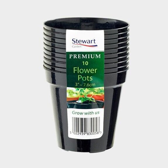 Flower Pots 7.6cm (3") x 10 Multi-Pack Black