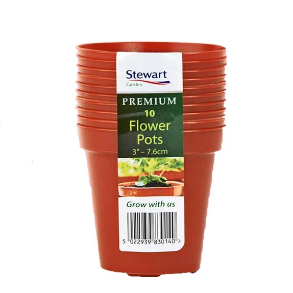 Flower Pots 7.6cm (3") x 10 Multi-Pack Terracotta