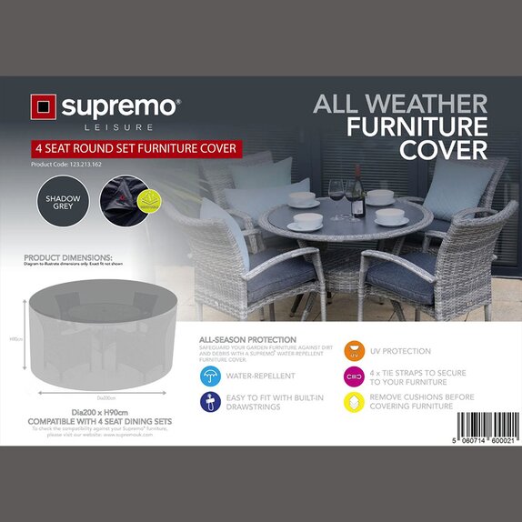 Furniture Cover 4 Seater Round Set Grey