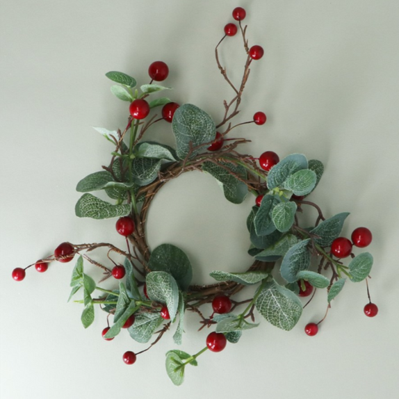 Gisela Graham Eucalyptus / Red Berry Candle Ring - Large - image 2
