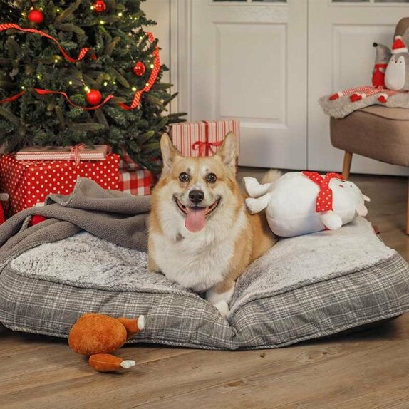 Grey Plaid Gusset Mattress Medium