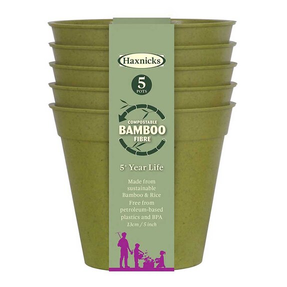 Haxnicks Bamboo Pot 5pk Sage Green 5"