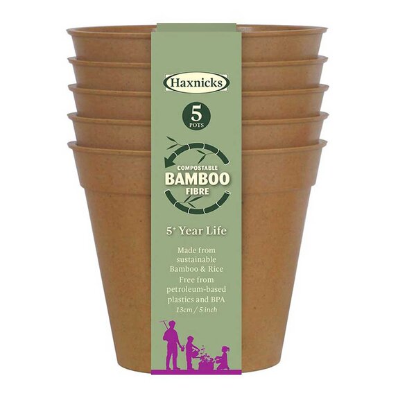 Haxnicks Bamboo Pot 5pk Terracotta 6"