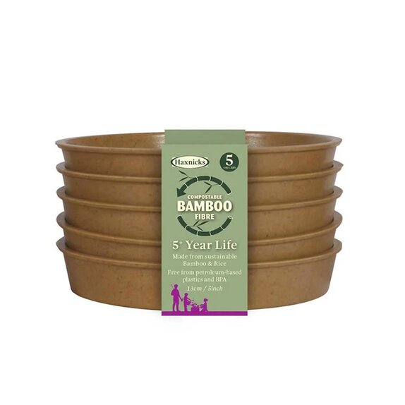 Haxnicks Bamboo Saucer 5pk Terracotta 6"