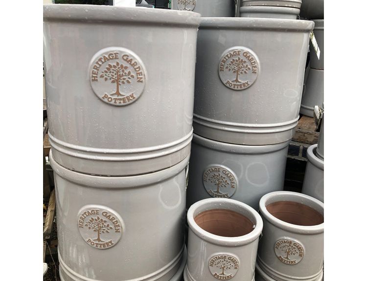 Heritage Edwardian Cylinder Planter 25cm Pastel Grey Knights Garden