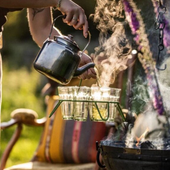 Kadai Chai set of 6 Glasses Green