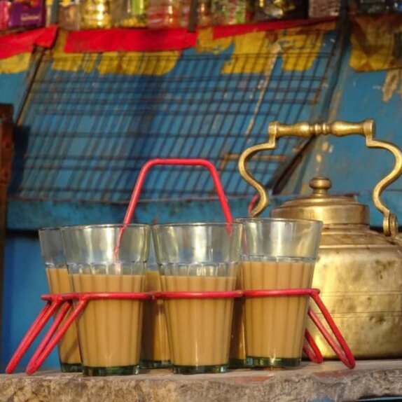 Kadai Set of 6 Chai Glasses RED