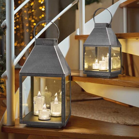 Lantern SilverSparkle 37cm