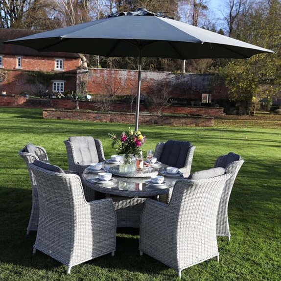 Lazia 140cm Round 6 Seat Set with lazy susan