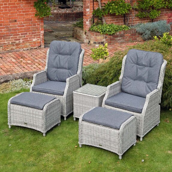 Lazia Dual Recliner Set with Foot Rests and Inbetween Table
