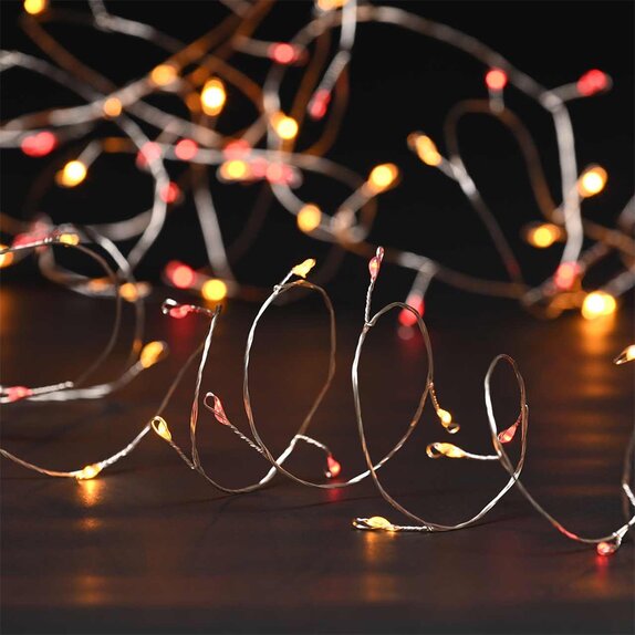 LED Dewdrop Cluster Light 80 red & warm white on 4m wire