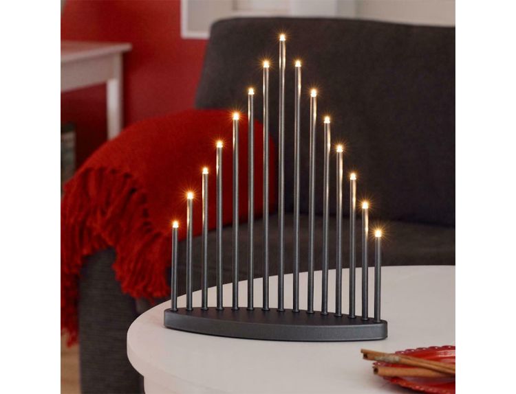 LED Metal Candlestick Grey