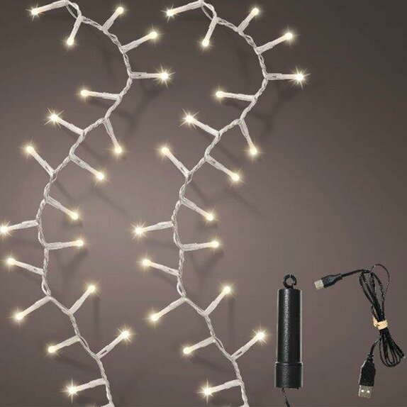 LED Rechargeable Compact warm white lights 4m transparent wire - image 1
