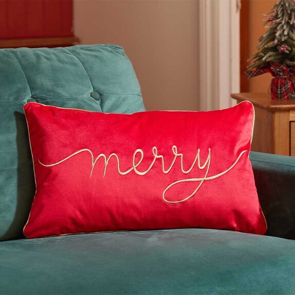 Merry Velvet Cushion - Red - image 1