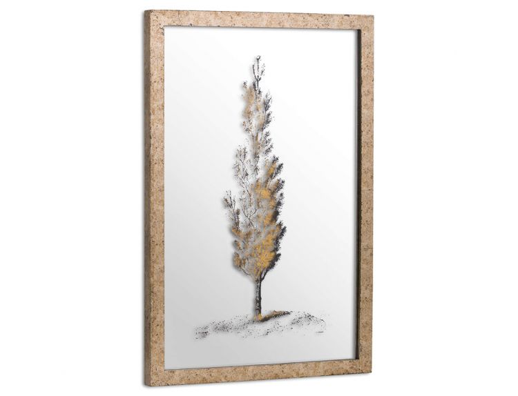 Metallic Mirrored Brass Pine Wall Art - image 1