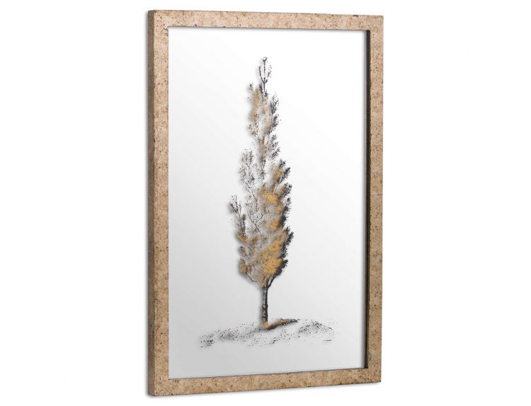 Metallic Mirrored Brass Pine Wall Art - image 1