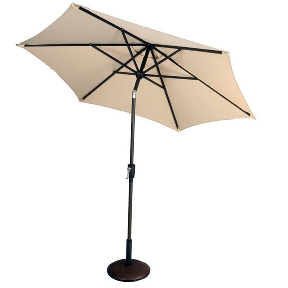 Parasol Riviera 3.0m Deluxe Crank & Tilt Parasol Almond with a Bronze Pole