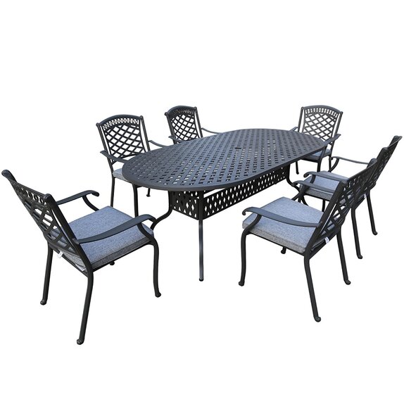 Pescara 6 Seat Oval Dining Set Charcoal/Mercury